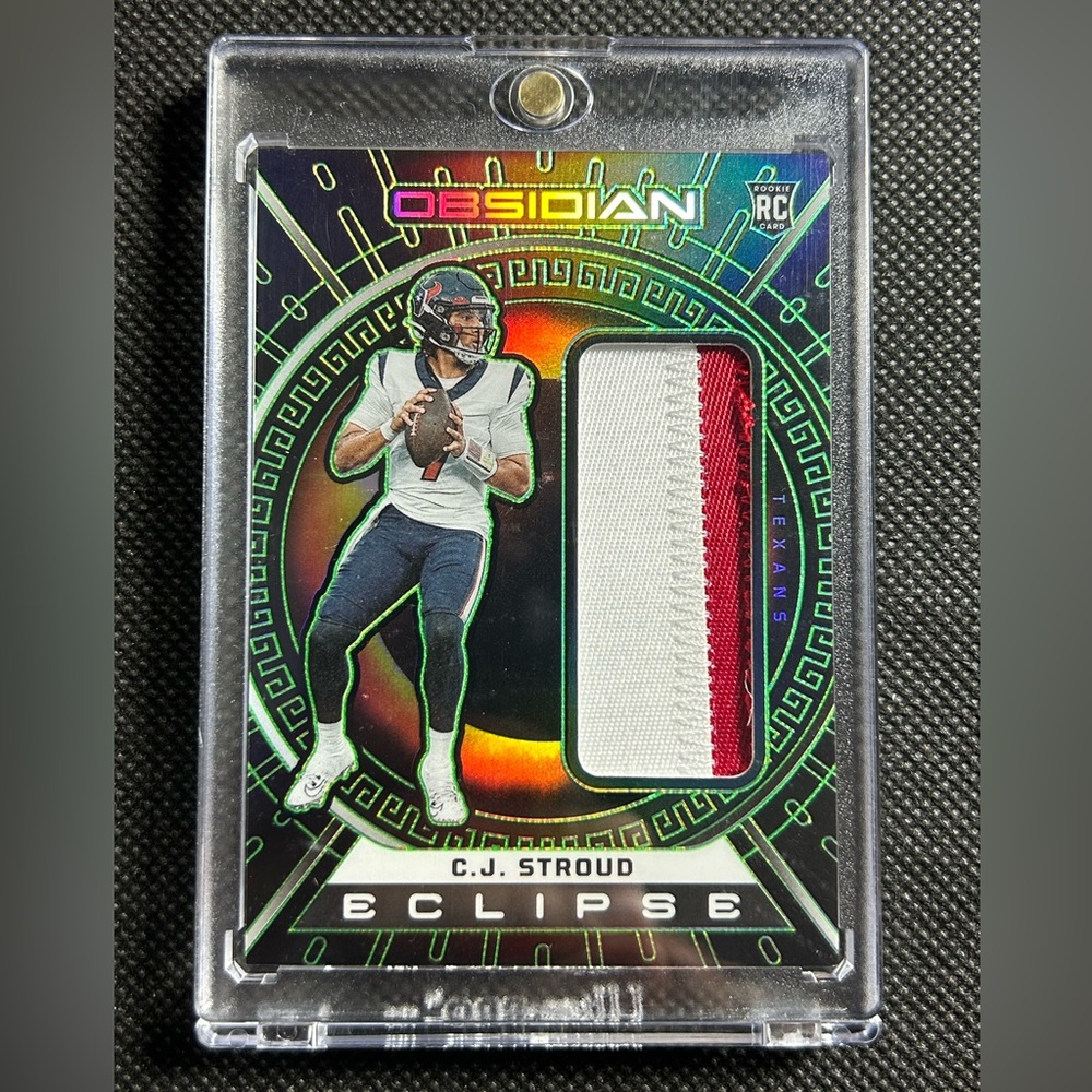 C.J. Stroud 2023 Panini Obsidian ECLIPSE 2 color Patch GREEN ETCH Rookie RC /25